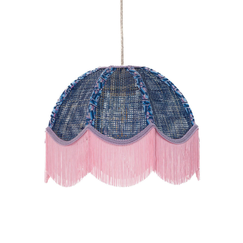 Coloured Rattan Scalloped Tiffany - Pink & Blue