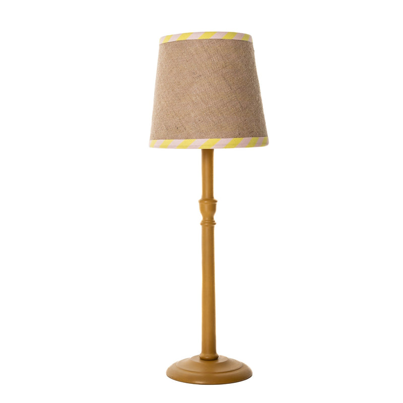 Double Sided Empire Lampshade - Hessian stripe yellow and pink