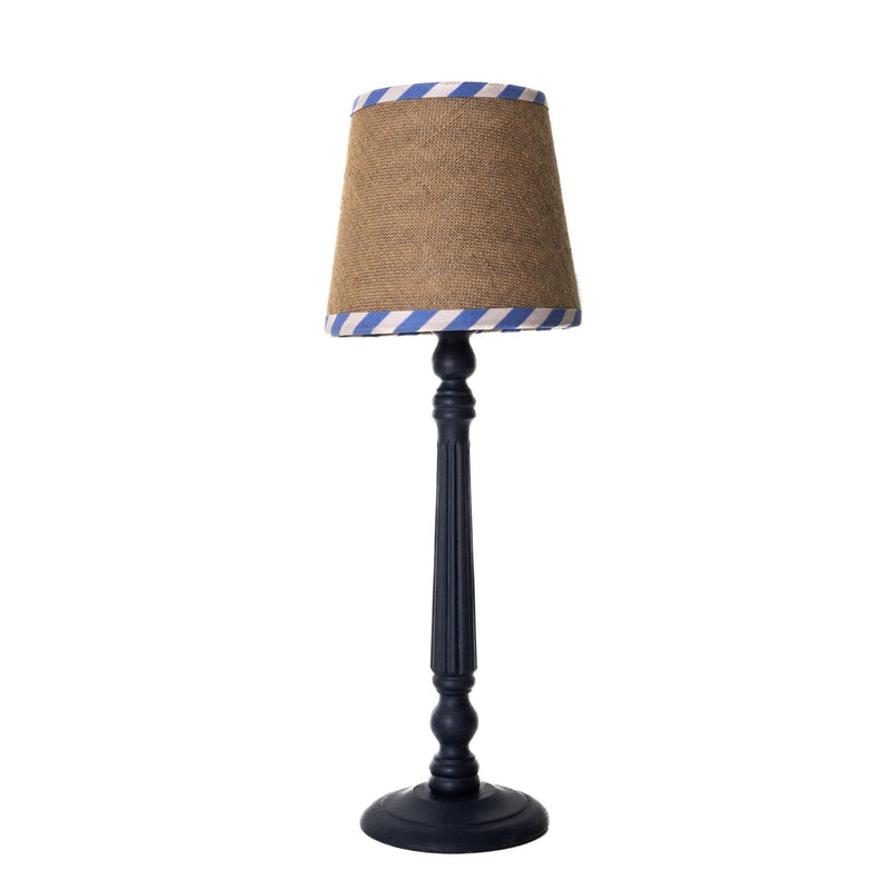 Double Sided Empire Lampshade - Hessian stripe blue and pink