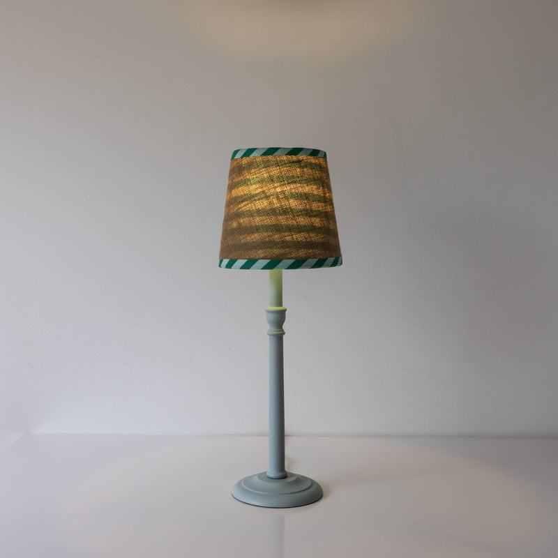 Double Sided Empire Lampshade - Hessian stripe green
