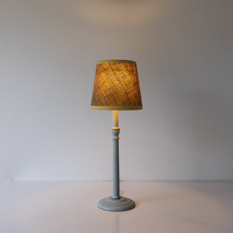 Double Sided Empire Lampshade - Hessian stripe yellow and pink