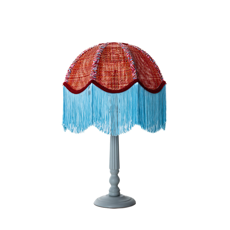 Coloured Rattan Scalloped Tiffany - Blue & Red