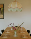 Rattan Scalloped Tiffany - Green & Pink