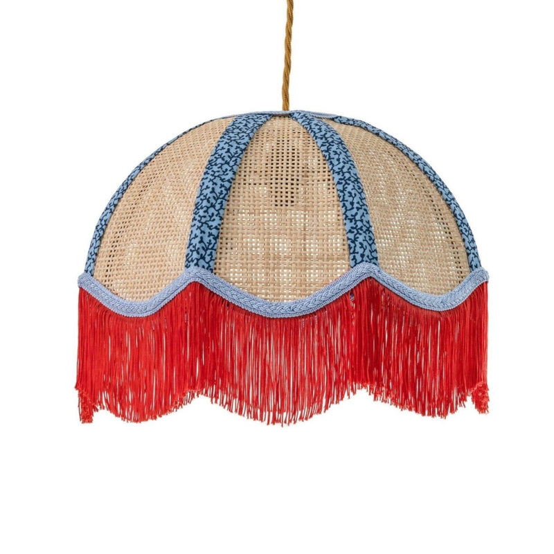 Rattan Scalloped Tiffany - Red & Blue